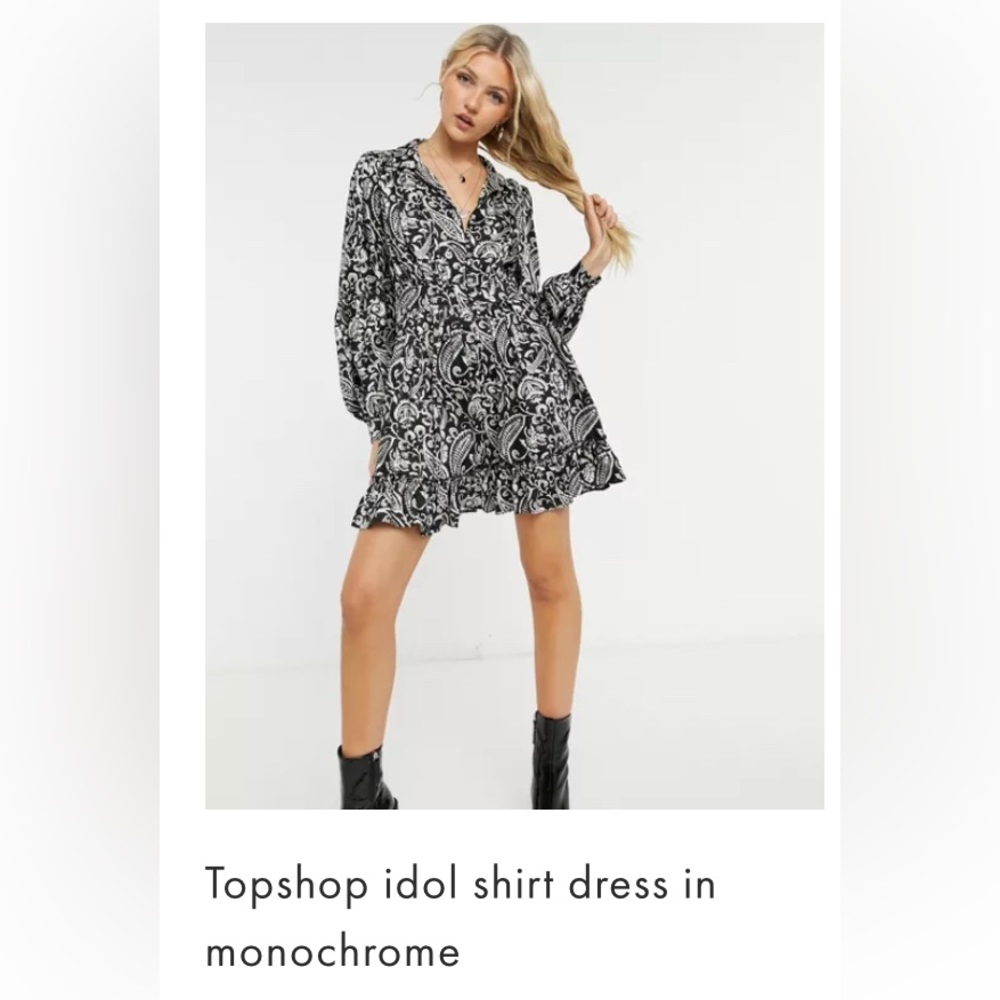 NWT Topshop Idol Shirt Dress in Monochrome size 12 Asos